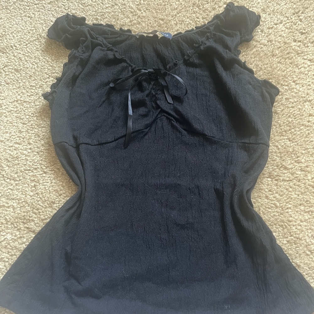 Brandy Melville Black Ruffled Women's Top